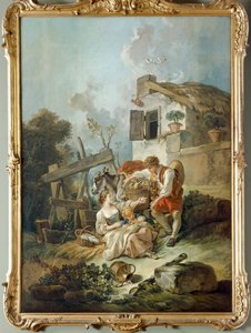 Mężczyzna oferujący winogrona dziewczynie autorstwa François Boucher