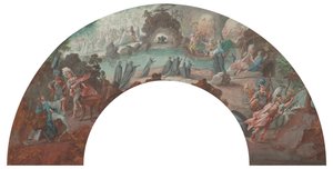 Eneasz w podziemiach, projekt wachlarza autorstwa François Boucher