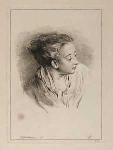 Popiersie kobiety z włosami zaczesanymi do tyłu autorstwa François Boucher