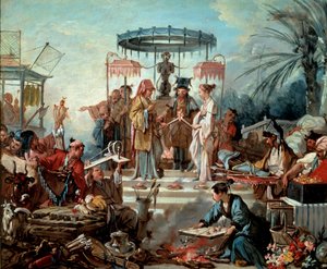 Chińska scena ślubna na dworze cesarza Chin. Obraz Francois Bouchera (1703-1770) 1740 Besancon, Musee des Beaux Arts autorstwa François Boucher