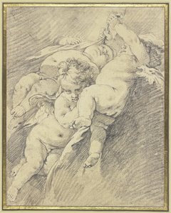 Trzy anioły unoszące się w powietrzu autorstwa François Boucher