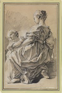 Klęcząca młoda kobieta z dzieckiem autorstwa François Boucher