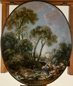Pejzaż z rybakiem i młodą kobietą autorstwa François Boucher