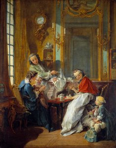 Scena obiadowa w mieszczańskim wnętrzu. Obraz Francois Bouchera (1703-1770) 1739 Nd. 0,81x0,65m² autorstwa François Boucher