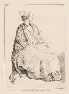 Siedząca kobieta zwrócona w prawo autorstwa François Boucher