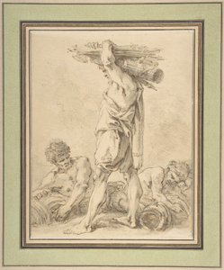 Sący mężczyzna niosący fasces i broń autorstwa François Boucher