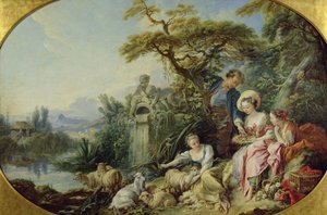 Dar Pasterza lub Gniazdo (olej na płótnie) autorstwa François Boucher