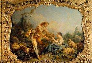 Zadowolone duszpasterska scena duszpasterska. Obraz Francois Bouchera (1703-1770) 1737 Paryż, Archives nationales autorstwa François Boucher