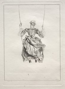 Kobieta na huśtawce, widziana z tyłu autorstwa François Boucher