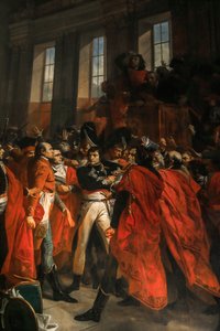 Generał Bonaparte w radzie pięciuset w Saint-Cloud autorstwa Francois Bouchot