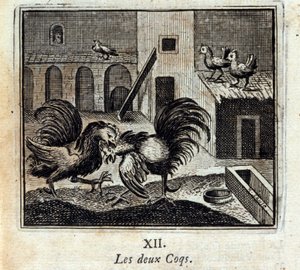 Oba fiuty. Bajki Jean de La Fontaine (1621-95). Ilustracja François Chauveau (1613-1676). Wydanie z 1728 r. autorstwa Francois Chauveau