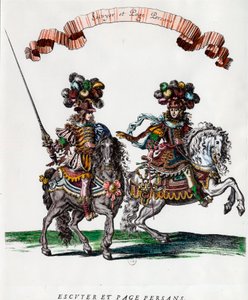 Ecuyer i perska strona podczas karuzeli podarowanej przez króla Ludwika XIV (1639-1715) Grawer Francois Chauveau (1613-1676) ok. 1662 Ze zbiorów prywatnych autorstwa Francois Chauveau