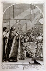 Grawerowanie autorstwa Francois Chauveau 1680 „Życie św. Brunona” założyciela zakonu Chartreux autorstwa Francois Chauveau