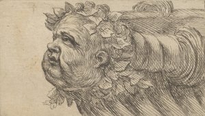 Głowa dziecka na dziobie statku, z Divers Masques, ca. 1635-45. autorstwa Francois Chauveau