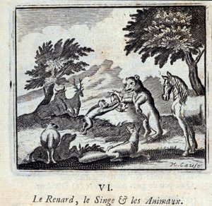 Ilustracja z „Bajek Jeana de la Fontaine” (lito) autorstwa Francois Chauveau