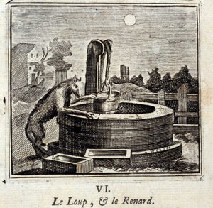 Ilustracja z „Bajek Jeana de la Fontaine” (lito) autorstwa Francois Chauveau