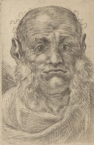 Maska łysego mężczyzny z kępkami baków, z Divers Masques, ca. 1635-45. autorstwa Francois Chauveau