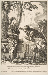 Rebeka i Eliezer. autorstwa Francois Chauveau