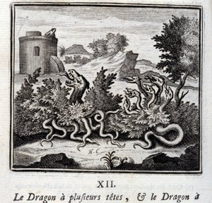 Smok ma kilka głów, a smok ma kilka ogonów. Bajki Jean de La Fontaine (1621-95). Ilustracja François Chauveau (1613-1676). Wydanie z 1728 r. autorstwa Francois Chauveau