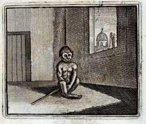 Małpa. Bajki Jean de La Fontaine (1621-95). Ilustracja François Chauveau (1613-1676). Wydanie z 1728 r. autorstwa Francois Chauveau