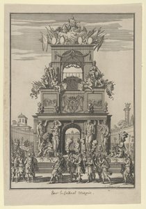 Łuk triumfalny wzniesiony na cześć kardynała Mazarina po traktacie pirenejskim..., ok. godz. 1664-5. autorstwa Francois Chauveau