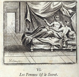 Kobiety i sekret. Bajki Jean de La Fontaine (1621-95). Ilustracja Francois Chauveau (1613-1676). Wydanie z 1728 r. autorstwa Francois Chauveau