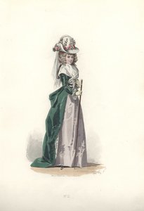 Kobieta w chapeau i redingote, epoka Marii Antoniny.
