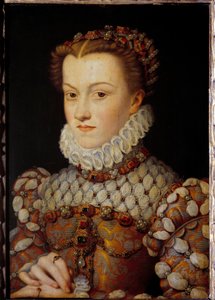 Portret Elżbiety Austriackiej (1554-1592) Królowej Francji, żony Karola IX Obraz Francois Cloueta (1515-1572) ok. 1571 nd. 0,36x0,26 m - Portret Elżbiety Austriackiej (1554-1592), królowej Francji, żony Karola IX. Obraz Francois C autorstwa François Clouet