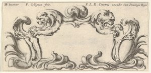 Płyta 10: kartusz z głowami dwóch lwów z profilu w lewo iw prawo w t..., ca. 1640-45.