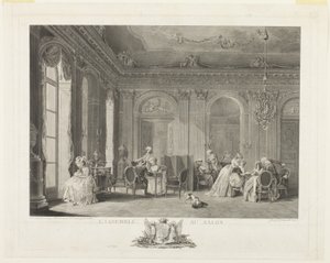 Zgromadzenie w salonie autorstwa Francois Dequevauviller
