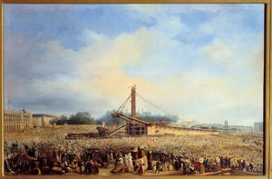 Wzniesienie obelisku de Luxor place de la concorde w Paryżu (25 października)