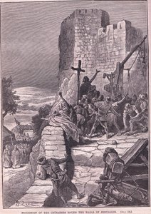 Procesja krzyżowców wokół murów Jerozolimy AD 1097 autorstwa Francois Edouard Zier