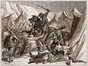 Robert z Normandii zbierający krzyżowców, ilustracja z „Ilustrowanej historii Anglii Cassella” (zdjęcie w sepii)
