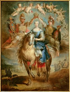 Portret jeździecki Marii Teresy (Marie-Therese) Austrii autorstwa Habsburg Lorraine (1717-1780), Królowa Węgier Obraz Francois Eisen (1695-1778) 1757. Nancy, musee historique lorrain - Portret konny Marii Teresy (Maria-Theresa) ) Austrii autorstwa Francois Eisen