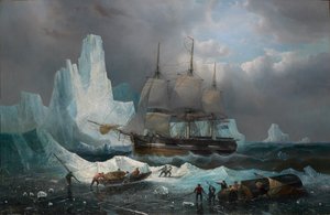 HMS "Erebus" w lodzie autorstwa Francois Etienne Musin
