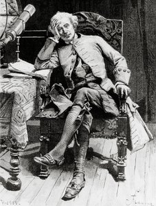 Retrato de Guy Mannering, personagem principal de Guy Mannering ou Astrólogo, romance de Walter Scott (1771-1832), gravura após desenho de François Flameng (1856-1923), da edição parisiense polonês autorstwa Francois Flameng