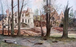 Ruiny domu, Soupir, I wojna światowa, kwiecień 1917. autorstwa Francois Flameng