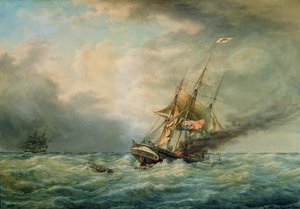 "Polska" płonąca na morzu w maju 1840 r.
