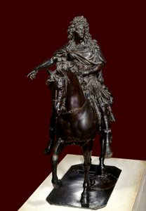 Posąg konny króla Ludwika XIV (1638-1715) ze stopionego brązu z wosku traconego - Rzeźba Francois Girardon (1628-1715)