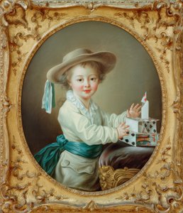 Mały chłopiec buduje domek z kart autorstwa Francois Hubert Drouais