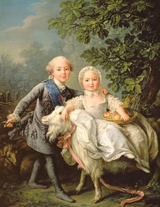 Portret Karola Filipa z Francji (1757-1836) (później Karol X) i jego siostry Marie Adelaide (1759-1802) (późniejsza królowa Sardynii) 1763