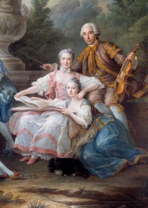 Rodzina Louisa Francois du Bouchet, markiza de Sourches i Grand Prevot de France Detail. Obraz Francois Hubert Drouais (1727-1775) 1756 Nd. 3,24 x 2,84 m autorstwa Francois Hubert Drouais