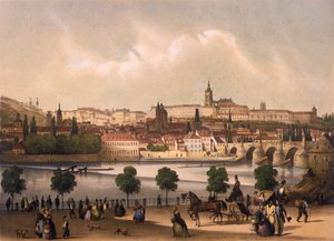 Widok na Małą Dzielnicę i Zamek Praski Hradczany, ok.1845 autorstwa Francois Joseph Sandmann