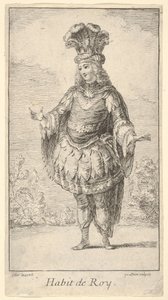 Habit de Roy: mężczyzna noszący tonnelet ozdobiony rozetami, koroną i turbanem w..., ca. 1721.