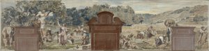 Szkic sali wiejskiej w Pantin: La cueillette. La moisson, 1886 (olej na płótnie)