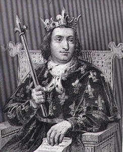 Karol V, zwany "Mądrym" (1337-80) król Francji, rycina autorstwa Blancharda (rycina) autorstwa Francois Louis (after) Dejuinne