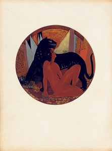 Mowgli i Bagheera, ilustracja z „Księgi dżungli” Rudyarda Kiplinga, kolorowana przez Jeana Dunanda (1877-1942)