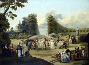 Bal w Ogrodach Tivoli, Paryż - Obraz Francois Louis Joseph Watteau (1758-1823) autorstwa Francois Louis Joseph Watteau