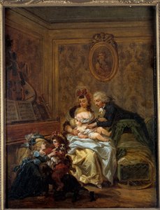 Szczęśliwa rodzina. Obraz Francois Louis Joseph Watteau powiedział Watteau de Lille (1758-1823) autorstwa Francois Louis Joseph Watteau
