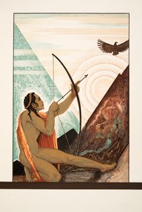 Herakles strzelający do Orła, z Prométhée Enchaîné by Ajschylos, wyd. 1941 (druk szablonowy)